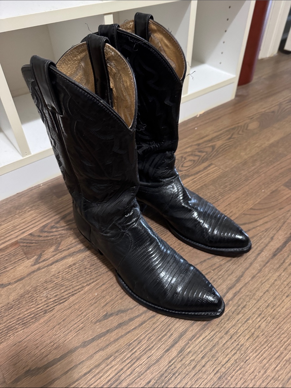 Men's Black Lizard and Leather Western Cowboy Boots size 11.5- NEVER WORN